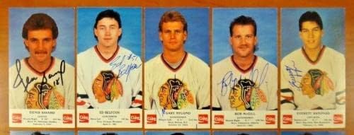 14 Различни хокеј на Чикаго Блек Хоукс потпишаа картички за пошта на Кока Кола - автограмирани фотографии во НХЛ