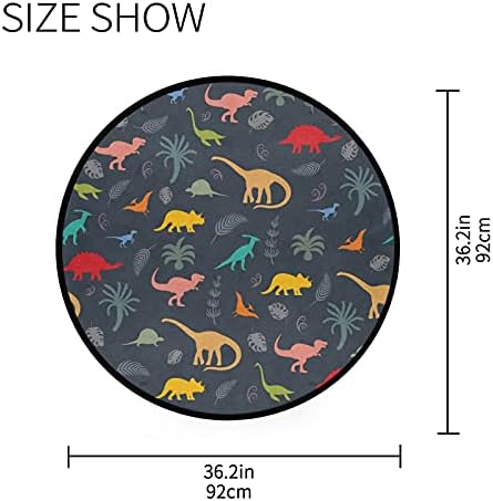 36,2 инчи големи кружни меки килими со диносауруси, расадник плејматски килим за деца кои играат соба за спална соба дневна соба