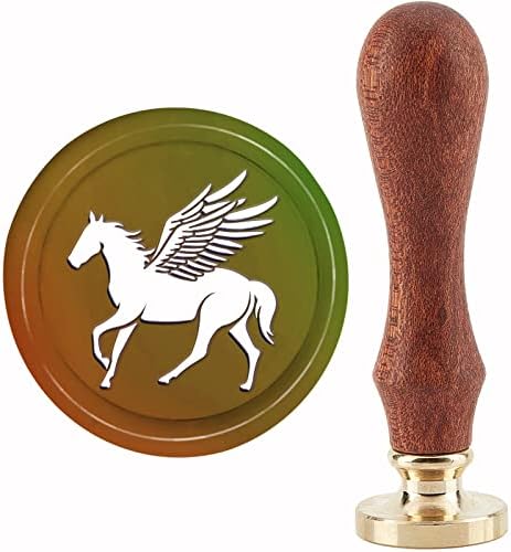 Craspire Pegasus Wax Seal Pamp Stamp Гроздобер запечатување восочни марки 30мм ретро дрво печат Отстранлив месинг глава за свадбени покани обвивки