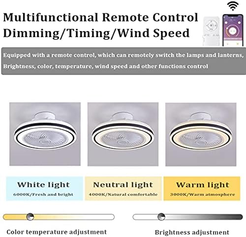 Неочи Тишина Вентилатор Со Таванско Светло И Далечински Управувач Нем Вентилатор Осветлување 3 Брзини Спална Соба Предводена Затемнет Тавански