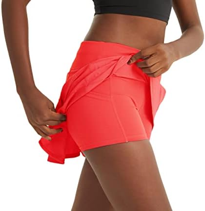 Sег женски плетени тениски здолништа со вградени шорцеви и 3 џебови тренингот што работи голф спортски случајни скици