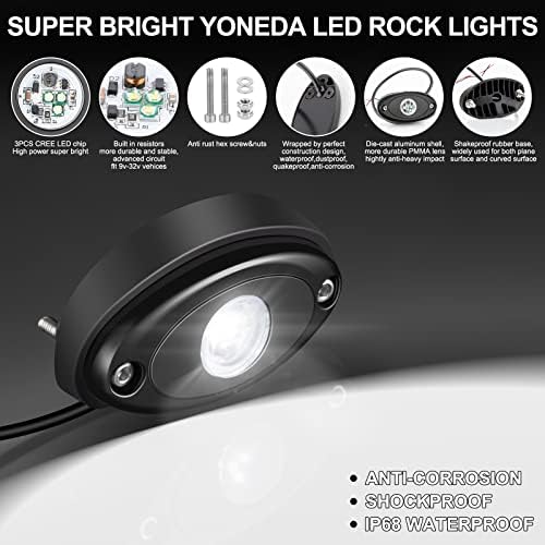 Yoneda бели карпести светла LED 8pods водоотпорни светла подрачја за автомобил со автомобил ATV UTV SUV Offroad Boat Underdody