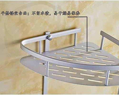Quxuwa BALY CORNER RACK, антички сребрен простор алуминиумска полица за бања што виси статив агол за складирање на тоалетот за