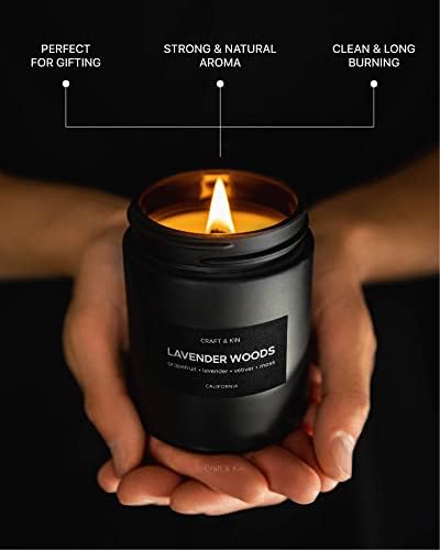Миризливи свеќи за мажи | Кристална свеќа - еукалиптус и дива лаванда и свеќа од лаванда и дрво за мажи | Свеќи од соја, долготрајни свеќи,