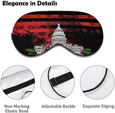 Вашингтон и знамето на САД Смешно спиење маска за спиење мека капа за очи со прилагодлива лента за ноќни очила за мажи за жени