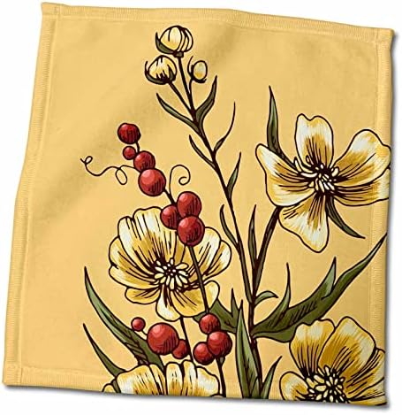 3dRose TNMGraphics Цветни-Златни Цвеќиња Длабоко Црвени Бобинки-Крпи