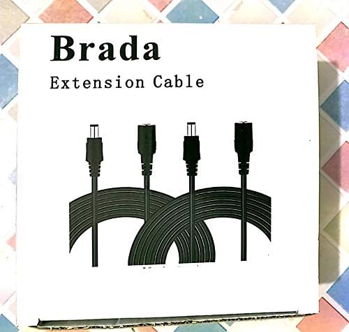 BRADA 25FT 2 пакет 12 волти за продолжување на напојувањето, 5.5mmx2.1mm DC Адаптер за напојување за продолжување на кабелот, кабел за