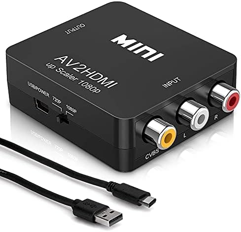 Rca До HDMI - AV до 1080P HDMI Конвертор - Мини RCA Композитен CVBS Аудио Видео Адаптер-Поддржува PAL/NTSC Компатибилен За КОМПЈУТЕР / ТВ /