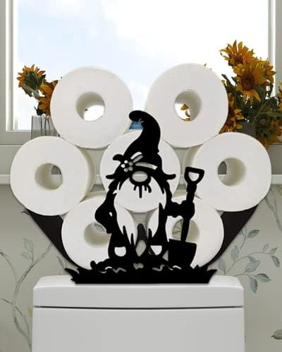 Смешни Гном Декоративни Држачи За Црна Тоалетна Хартија, Држач За Црна Тоалетна Хартија Без Метал, 8 Ролни Решетка За Складирање