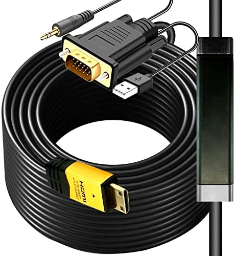 Mini HDMI до VGA 10ft со аудио, мини HDMI до VGA конвертор HDMI кабел до VGA со аудио, активен машки HDMI-VGA Out LEAD VIDEO ADATTATORE
