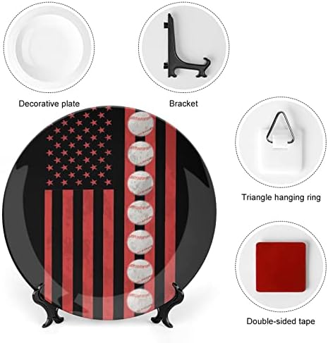 САД Бејзбол знаме Декоративна чинија тркалезна керамичка чинија коска Кина плоча со приказ за свадбениот декор на забавата
