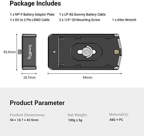 Плоча за адаптер за батерии на SmallRig NP -F за BMPCC 4K & 6K, ABS материјал - 3093