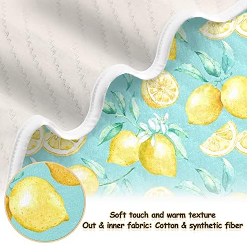 Swaddle Blakette Yellow Lemons парчиња памучно ќебе за новороденчиња, примање ќебе, лесен меко висино ќебе за креветчето, шетач, расадници