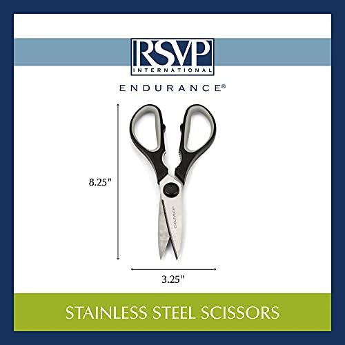 RSVP Меѓународна издржлива кујна колекција од не'рѓосувачки челик ножици, 8.25x3,25 “