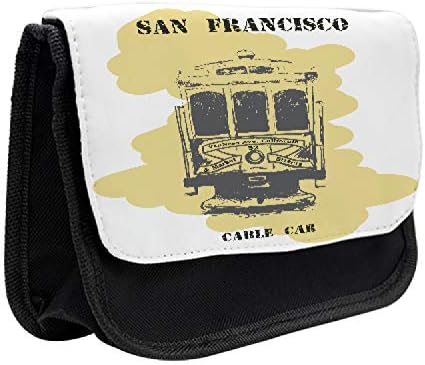 Необичен случај на урбан молив, градски автомобил во Сан Франциско Сити, торба со молив со ткаенини со двоен патент, 8,5 x 5,5,