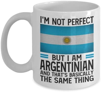 Смешен Аргентински подарок | Јас не сум совршен, но јас сум Аргентинска кригла со кафе од 11 мл | Идеја за подароци за аргентинските мажи
