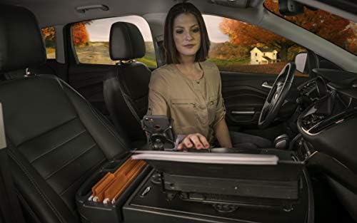 AutoExec Aue16400 Gripmaster Car Desk Black Finish со телефон за монтирање и печатач
