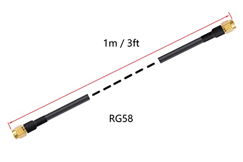 Кабел за продолжување на антената Pobady SMA SMA MALE до SMA машки пигтаил кабел WLAN антена кабел RG58 3FT/1M за WiFi безжична