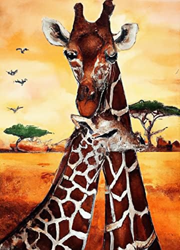 Reofrey DIY дијамантски комплети за сликање за возрасни жирафа, животни со дијамантска уметност, целосна вежба со дијамантски