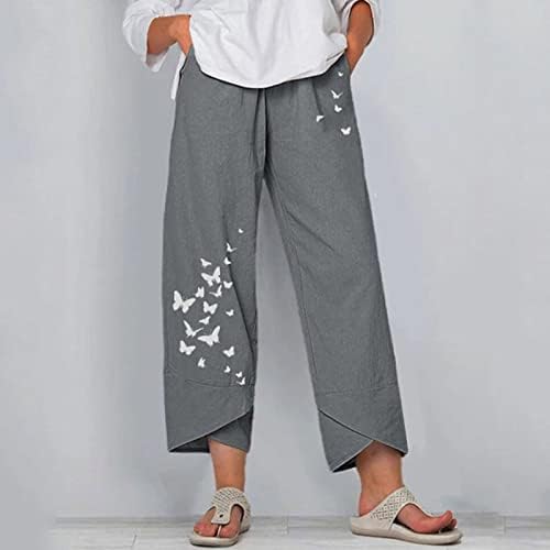 Употреба на женски памучни постелнини панталони пантолони со фустани со високи половини панталони плус големина облека за дишење панталони