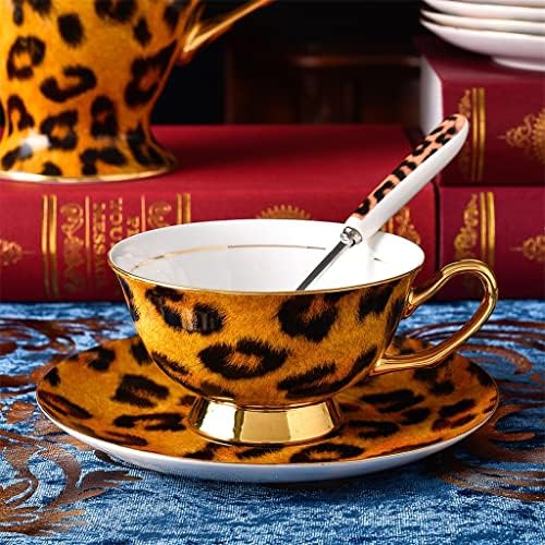 ЦДГХ 15 Парчиња Исклучителни Налепници Златна Линија Чај Време Керамички Леопард Печатење Кафе Чај Во Собата За Хотел