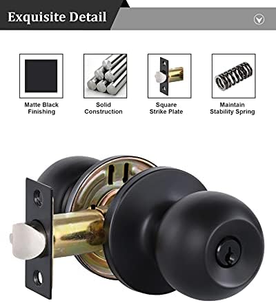 Копчињата со црна врата од Lanwandeng со заклучување и копчиња, внатрешно/надворешно копче на вратата за спална соба или бања,