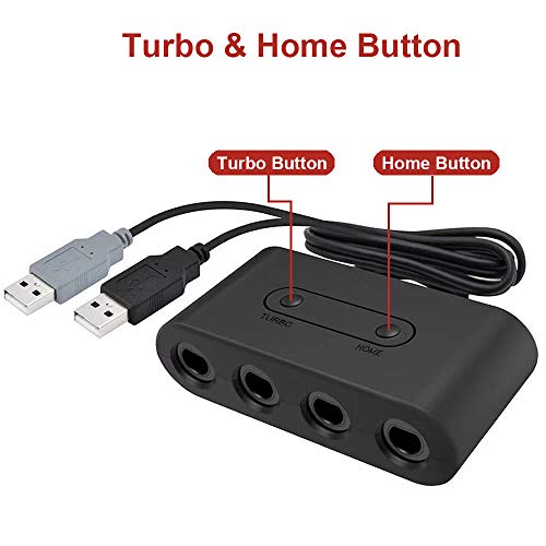 4 Адаптер за порта GameCube со турбо и домашно копче. Адаптер за контролор на супер Smash Bros GameCube за Wii U, PC, Nintendo Switch. Ниту еден