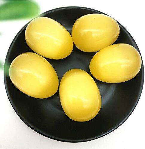 Binnanfang AC216 5 парчиња Голема жолта мачка Камен камен во форма на јајце во форма на јајце -камења Кристал заздравување Реики природни