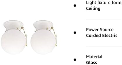Вестингхаус Едно светло светло за внатрешна тавана за внатрешни работи со ланец за влечење, бела завршница со бело стакло глобус 2 пакет