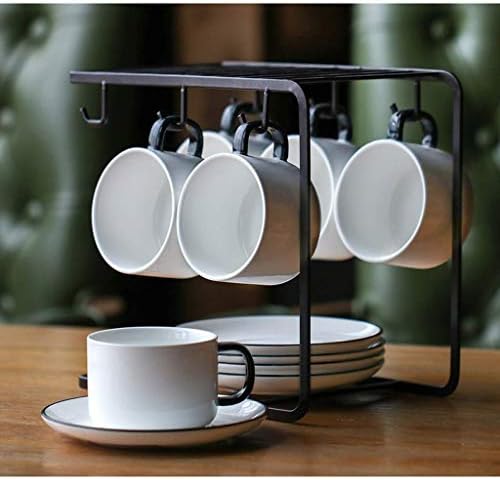 Llryn 6 куки метални кафе чаша за чаша чаша решетката кафе, решетката за складирање, решетката за сушење, црна боја