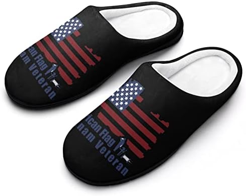 Американско Знаме Виетнам Ветеран Мажи Памучни Влечки Топли Нелизгачки Домашни Чевли за Внатрешна Надворешна Бања