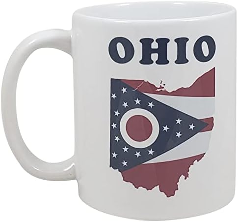 Производи на Палм Сити Производи Охајо Државен облик - Керамичко кригла со керамички кафе со државно знаме на Охајо | Одличен подарок за Охајоанците