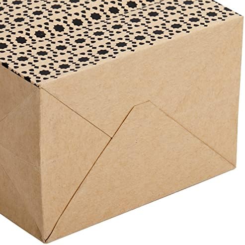 Elsjoy 100 пакувања Крафт хартиени торби со рачки, 5.3x3.8x8 кафеави мали торби за обвивки за подароци геометриски торбички за купување торби