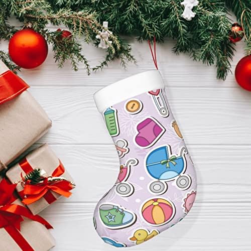 Божиќни чорапи на Аугенстер Симпатична мечка смешна уметност двострана камин што виси чорапи