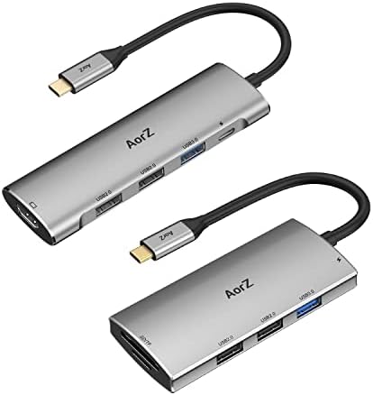USB C Hub, USB C Hub Multiport Адаптер AorZ 5 во 1 USB c Dongle СО 4k HDMI Излез, USB 3.0/2.0 Порти, Pd Полнач, Компатибилен Со Повеќе Уреди Од