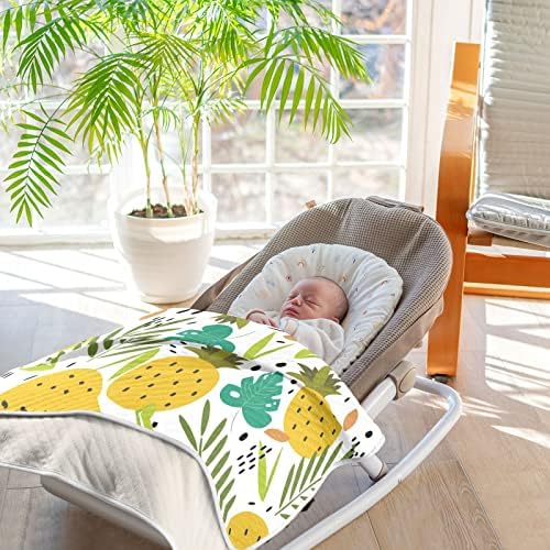 Тропски ананас Унисекс меки бебе ќебе за креветчето за креветчето за дневно згрижување со густ и мек материјал пријатно ќебе за патнички шетач