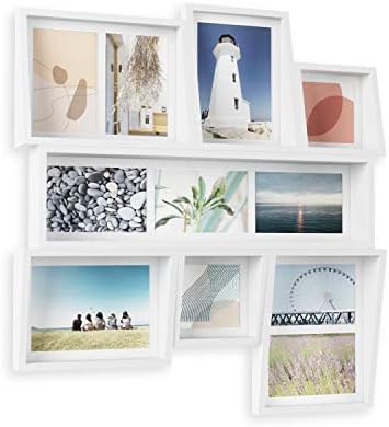 Умбра Еџ мулти wallиден дисплеј - рамка за колаж за семејни фотографии, слики од празници и отпечатоци, бело