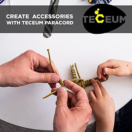 Teceum Paracord 550 lb - Идеално за занаетчиство, DIY проекти, кампување, воени и активни на отворено - 40+ бои - Тактички падобрански кабел Тип