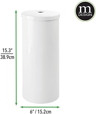 Mdesign Пластична подот штанд Организатор на тоалетна хартија со покритие, складирање на ткиво за заштеда на простор од 3 тркала за бања - се