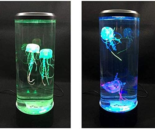 QFFL медуза светилка Десктоп Медуза Светилка, 7 Боја Менување На Ноќното Светло Со 2 Медуза, USB Аквариум Расположение Светлина,