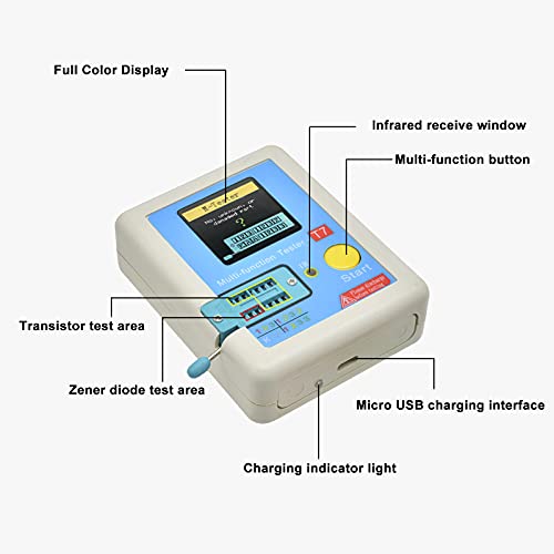 LCR-T7 Transistor Tester, Aideepen Multi-Function TFT 1.8 Transistor Tester Full Graphic Graphic Display Transistor Meter со автоматско исклучување