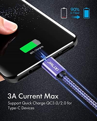 Jalixi [3-пакет 10ft] долг USB C кабел, USB A до тип C кабел Брз полнач кабел плетенка компатибилен со Samsung Galaxy S21 S21 Ultra S21+