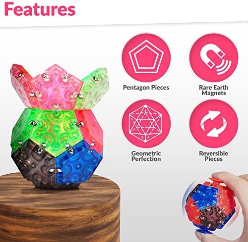 Boxgear Magnetic Fidget Sphere - Fidget Magnetic Toys за деца и возрасни - Buzzle Tols Building Blocks со 100 комбинации - Стабилни кул играчки