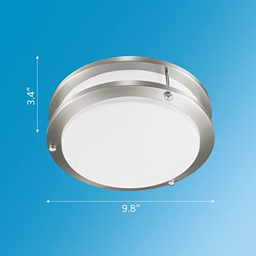 Philips 10 LED Flush Mount Failing Light, премиум никел финиш, лесна за инсталирање на тавански ламба за спална соба, кујна, бања, ходник,
