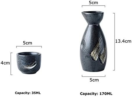 Slatiom Sake Cup Pot Ceramic Sake Поставете рака насликана флагон саке вино сет керамика 1 флагон 4 чаши бокал духови ликер подарок