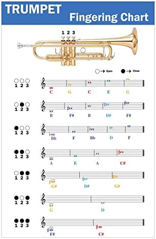 QMG-табела за прсти со прсти со белешки, научете техника на труба, погодна за сите нивоа, направена во САД