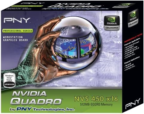 Nvidia Quadro NVS 450 од PNY 512MB GDDR3 PCI Express Gen 2 X16 Quad DisplayPort или DVI-D SL Profesional Business Busine Board, VCQ450NVS-X16-DVI-PB