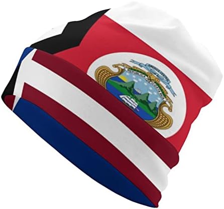 Американско и знаме на Костарика знаме унисекс -капаче од мека топла череп капа за пулвер капа за спиење трчање случајно