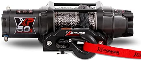 X-POWER 12v Dc Електричен Винч Со Синтетичко Јаже: 1/4 Дијаметар x 50' Должина - 5.000 фунти Носивост, 10802011 XP-50s