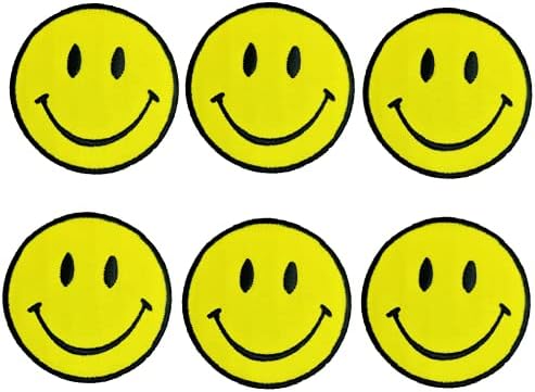 Xomise многу од 6 компјутери околу жолта боја Смешна насмевка Ретро хипи железо на везени закрпи